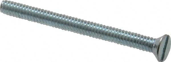 Value Collection - #10-24 UNC, 2-1/4" OAL Slotted Drive Machine Screw - Flat Head, Grade 2 Steel, Zinc-Plated Finish, Without Washer - Exact Tooling