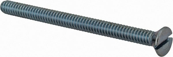 Value Collection - #10-24 UNC, 2-1/2" OAL Slotted Drive Machine Screw - Flat Head, Grade 2 Steel, Zinc-Plated Finish, Without Washer - Exact Tooling
