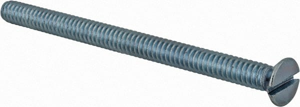 Value Collection - #10-24 UNC, 2-3/4" OAL Slotted Drive Machine Screw - Flat Head, Grade 2 Steel, Zinc-Plated Finish, Without Washer - Exact Tooling