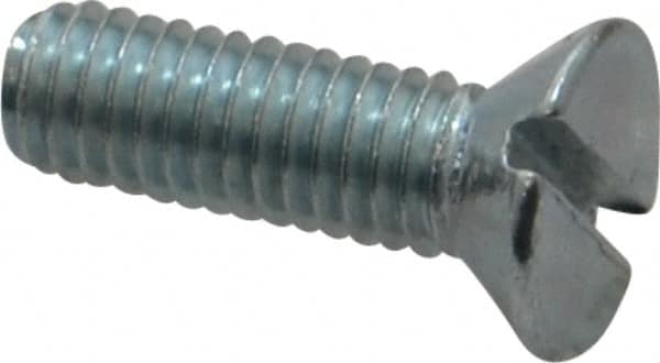Value Collection - #10-32 UNF, 5/8" OAL Slotted Drive Machine Screw - Flat Head, Grade 2 Steel, Zinc-Plated Finish, Without Washer - Exact Tooling