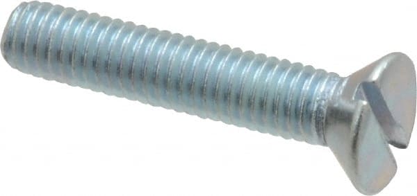 Value Collection - #10-32 UNF, 1" OAL Slotted Drive Machine Screw - Flat Head, Grade 2 Steel, Zinc-Plated Finish, Without Washer - Exact Tooling