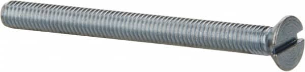 Value Collection - #10-32 UNF, 2-1/4" OAL Slotted Drive Machine Screw - Flat Head, Grade 2 Steel, Zinc-Plated Finish, Without Washer - Exact Tooling