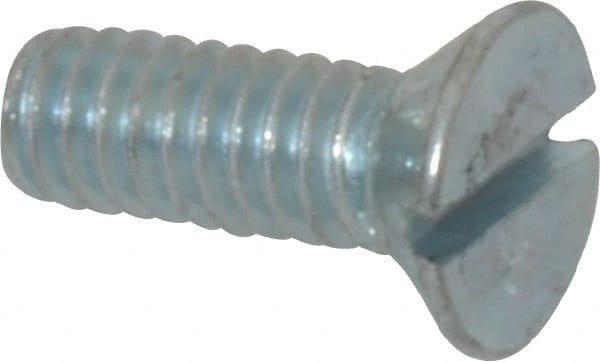 Value Collection - #12-24 UNC, 1/2" OAL Slotted Drive Machine Screw - Flat Head, Grade 2 Steel, Zinc-Plated Finish, Without Washer - Exact Tooling