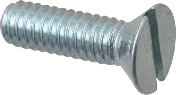 Value Collection - #12-24 UNC, 3/4" OAL Slotted Drive Machine Screw - Flat Head, Grade 2 Steel, Zinc-Plated Finish, Without Washer - Exact Tooling