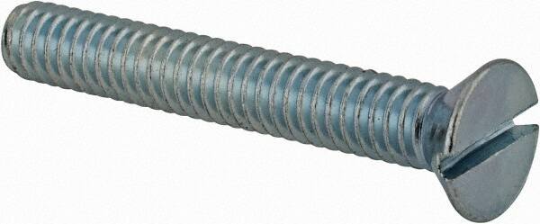 Value Collection - #12-24 UNC, 1-1/2" OAL Slotted Drive Machine Screw - Flat Head, Grade 2 Steel, Zinc-Plated Finish, Without Washer - Exact Tooling