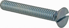 Value Collection - #12-24 UNC, 1-1/2" OAL Slotted Drive Machine Screw - Flat Head, Grade 2 Steel, Zinc-Plated Finish, Without Washer - Exact Tooling