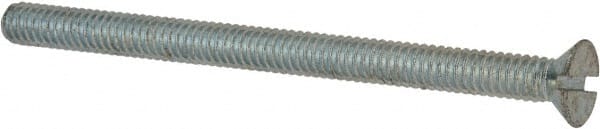 Value Collection - #12-24 UNC, 3" OAL Slotted Drive Machine Screw - Flat Head, Grade J82 Steel, Zinc-Plated Finish, Without Washer - Exact Tooling