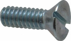 Value Collection - 1/4-20 UNC, 3/4" OAL Slotted Drive Machine Screw - Flat Head, Grade 2 Steel, Zinc-Plated Finish, Without Washer - Exact Tooling