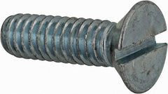 Value Collection - 1/4-20 UNC, 7/8" OAL Slotted Drive Machine Screw - Flat Head, Grade 2 Steel, Zinc-Plated Finish, Without Washer - Exact Tooling