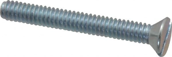 Value Collection - 1/4-20 UNC, 2" OAL Slotted Drive Machine Screw - Flat Head, Grade 2 Steel, Zinc-Plated Finish, Without Washer - Exact Tooling