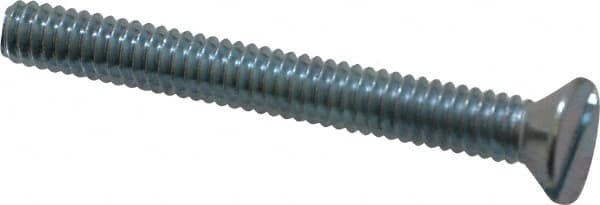 Value Collection - 1/4-20 UNC, 2-1/4" OAL Slotted Drive Machine Screw - Flat Head, Grade 2 Steel, Zinc-Plated Finish, Without Washer - Exact Tooling