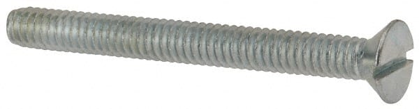 Value Collection - 1/4-20 UNC, 2-1/2" OAL Slotted Drive Machine Screw - Flat Head, Grade 2 Steel, Zinc-Plated Finish, Without Washer - Exact Tooling