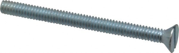 Value Collection - 1/4-20 UNC, 3" OAL Slotted Drive Machine Screw - Flat Head, Grade 2 Steel, Zinc-Plated Finish, Without Washer - Exact Tooling
