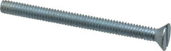 Value Collection - 1/4-20 UNC, 3" OAL Slotted Drive Machine Screw - Flat Head, Grade 2 Steel, Zinc-Plated Finish, Without Washer - Exact Tooling