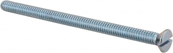 Value Collection - 1/4-20 UNC, 4" OAL Slotted Drive Machine Screw - Flat Head, Grade 2 Steel, Zinc-Plated Finish, Without Washer - Exact Tooling