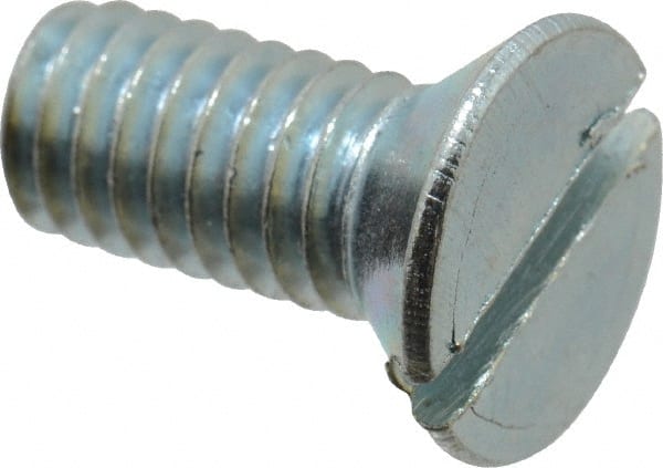 Value Collection - 5/16-18 UNC, 3/4" OAL Slotted Drive Machine Screw - Flat Head, Grade 2 Steel, Zinc-Plated Finish, Without Washer - Exact Tooling