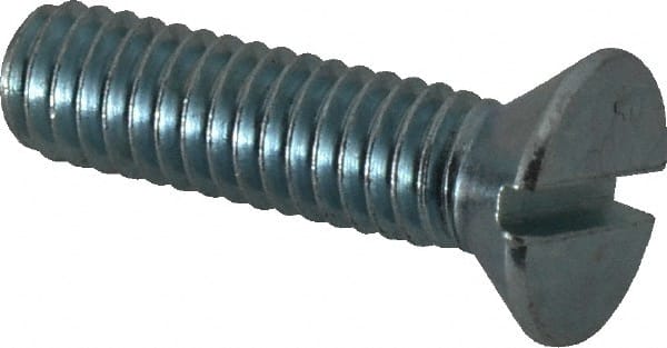 Value Collection - 5/16-18 UNC, 1-1/4" OAL Slotted Drive Machine Screw - Flat Head, Grade 2 Steel, Zinc-Plated Finish, Without Washer - Exact Tooling