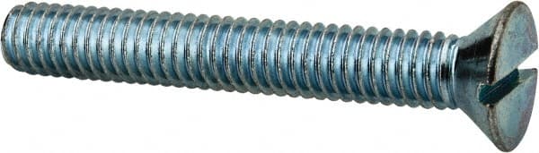 Value Collection - 5/16-18 UNC, 2-1/4" OAL Slotted Drive Machine Screw - Flat Head, Grade 2 Steel, Zinc-Plated Finish, Without Washer - Exact Tooling