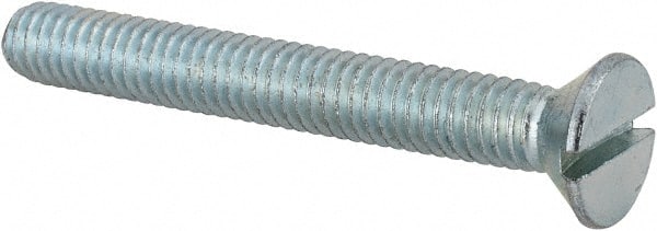 Value Collection - 5/16-18 UNC, 2-1/2" OAL Slotted Drive Machine Screw - Flat Head, Grade 2 Steel, Zinc-Plated Finish, Without Washer - Exact Tooling