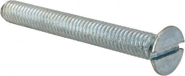 Value Collection - 5/16-18 UNC, 2-3/4" OAL Slotted Drive Machine Screw - Flat Head, Grade 2 Steel, Zinc-Plated Finish, Without Washer - Exact Tooling