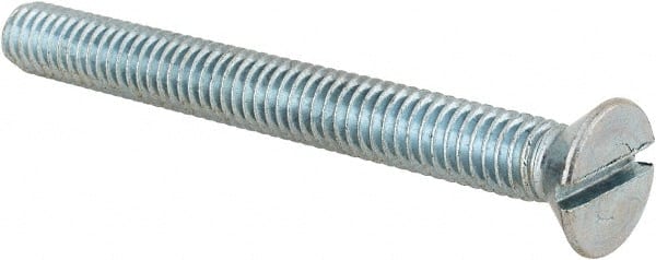 Value Collection - 5/16-18 UNC, 3" OAL Slotted Drive Machine Screw - Flat Head, Grade 2 Steel, Zinc-Plated Finish, Without Washer - Exact Tooling