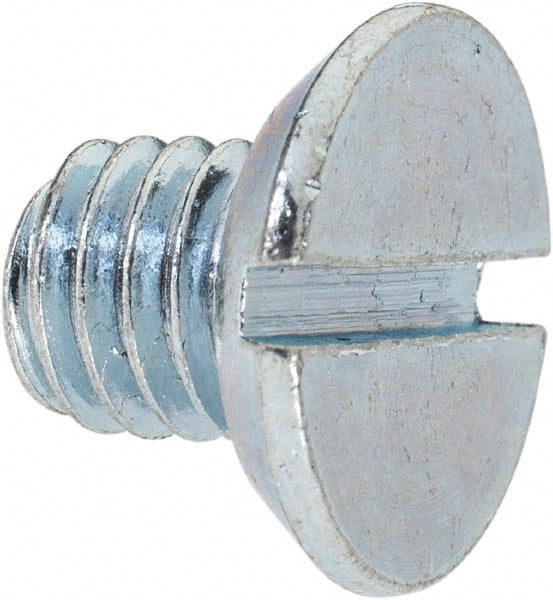 Value Collection - 3/8-16 UNC, 1/2" OAL Slotted Drive Machine Screw - Flat Head, Grade 2 Steel, Zinc-Plated Finish, Without Washer - Exact Tooling