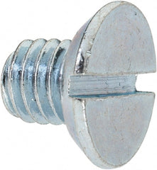 Value Collection - 3/8-16 UNC, 1/2" OAL Slotted Drive Machine Screw - Flat Head, Grade 2 Steel, Zinc-Plated Finish, Without Washer - Exact Tooling