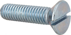 Value Collection - 3/8-16 UNC, 1-1/2" OAL Slotted Drive Machine Screw - Flat Head, Grade 2 Steel, Zinc-Plated Finish, Without Washer - Exact Tooling