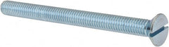 Value Collection - 3/8-16 UNC, 4-1/2" OAL Slotted Drive Machine Screw - Flat Head, Grade J82 Steel, Zinc-Plated Finish, Without Washer - Exact Tooling