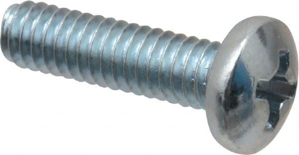 Value Collection - #8-32 UNC, 5/8" Length Under Head Phillips Drive Machine Screw - Pan Head, Grade 2 Steel, Zinc-Plated Finish, Without Washer - Exact Tooling