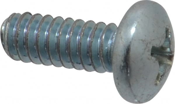 Value Collection - #10-24 UNC, 1/2" Length Under Head Phillips Drive Machine Screw - Pan Head, Grade 2 Steel, Zinc-Plated Finish, Without Washer - Exact Tooling