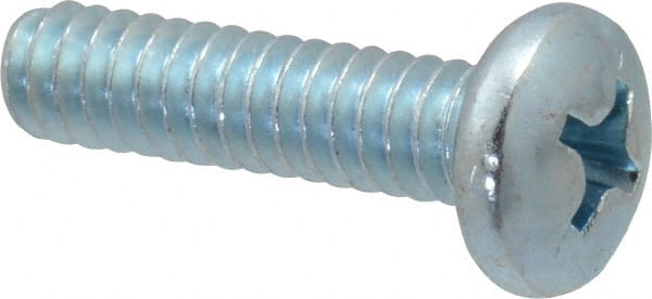 Value Collection - #10-24 UNC, 3/4" Length Under Head Phillips Drive Machine Screw - Pan Head, Grade 2 Steel, Zinc-Plated Finish, Without Washer - Exact Tooling