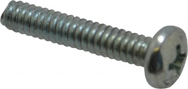 Value Collection - #10-24 UNC, 1" Length Under Head Phillips Drive Machine Screw - Pan Head, Grade 2 Steel, Zinc-Plated Finish, Without Washer - Exact Tooling