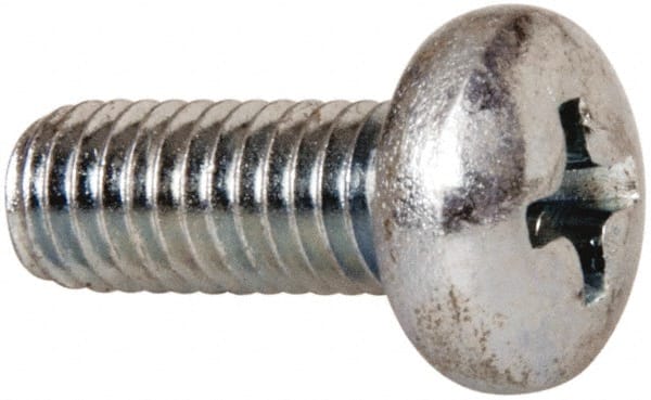 Value Collection - #10-32 UNF, 1/2" Length Under Head Phillips Drive Machine Screw - Pan Head, Grade 2 Steel, Zinc-Plated Finish, Without Washer - Exact Tooling