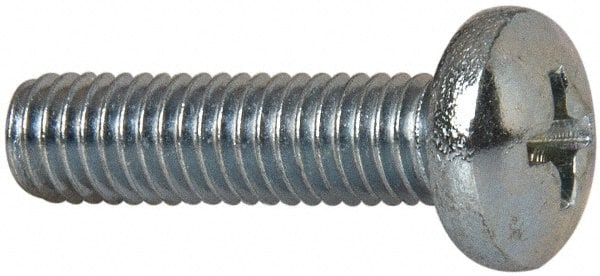 Value Collection - #10-32 UNF, 3/4" Length Under Head Phillips Drive Machine Screw - Pan Head, Grade 2 Steel, Zinc-Plated Finish, Without Washer - Exact Tooling