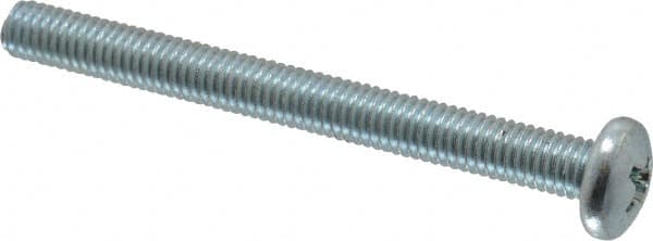 Value Collection - #10-32 UNF, 2" Length Under Head Phillips Drive Machine Screw - Pan Head, Grade 2 Steel, Zinc-Plated Finish, Without Washer - Exact Tooling