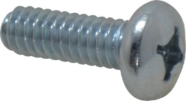 Value Collection - 1/4-20 UNC, 3/4" Length Under Head Phillips Drive Machine Screw - Pan Head, Grade 2 Steel, Zinc-Plated Finish, Without Washer - Exact Tooling