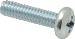 Value Collection - 1/4-20 UNC, 1" Length Under Head Phillips Drive Machine Screw - Pan Head, Grade 2 Steel, Zinc-Plated Finish, Without Washer - Exact Tooling