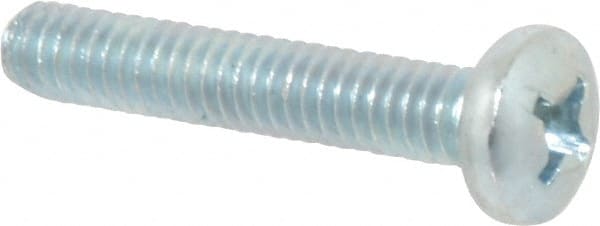 Value Collection - 1/4-20 UNC, 1-1/2" Length Under Head Phillips Drive Machine Screw - Pan Head, Grade 2 Steel, Zinc-Plated Finish, Without Washer - Exact Tooling