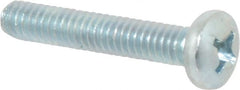 Value Collection - 1/4-20 UNC, 1-1/2" Length Under Head Phillips Drive Machine Screw - Pan Head, Grade 2 Steel, Zinc-Plated Finish, Without Washer - Exact Tooling