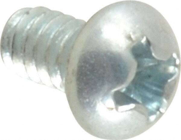 Value Collection - #6-32 UNC, 1/4" Length Under Head Phillips Drive Machine Screw - Round Head, Grade 2 Steel, Zinc-Plated Finish, Without Washer - Exact Tooling
