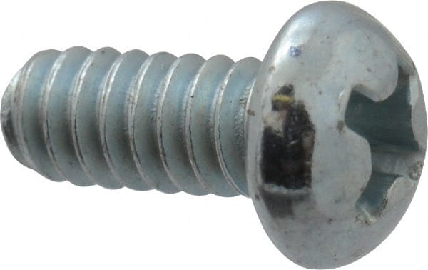 Value Collection - #6-32 UNC, 5/16" Length Under Head Phillips Drive Machine Screw - Round Head, Grade 2 Steel, Zinc-Plated Finish, Without Washer - Exact Tooling