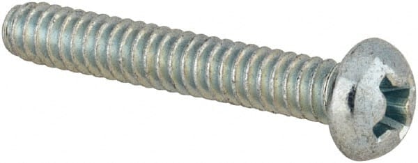 Value Collection - #6-32 UNC, 7/8" Length Under Head Phillips Drive Machine Screw - Round Head, Grade 2 Steel, Zinc-Plated Finish, Without Washer - Exact Tooling