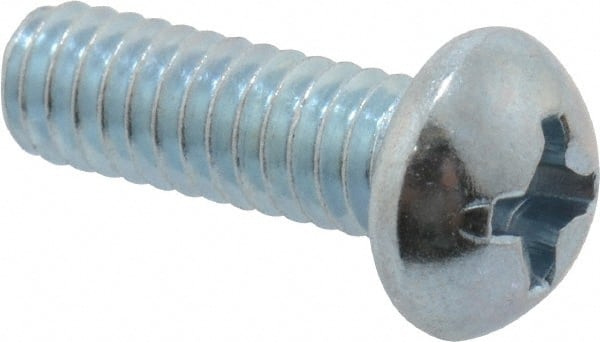 Value Collection - #8-32 UNC, 1/2" Length Under Head Phillips Drive Machine Screw - Round Head, Grade 2 Steel, Zinc-Plated Finish, Without Washer - Exact Tooling