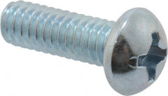 Value Collection - #8-32 UNC, 1/2" Length Under Head Phillips Drive Machine Screw - Round Head, Grade 2 Steel, Zinc-Plated Finish, Without Washer - Exact Tooling