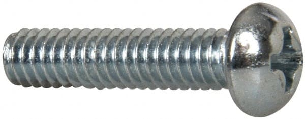 Value Collection - #8-32 UNC, 3/4" Length Under Head Phillips Drive Machine Screw - Round Head, Grade 2 Steel, Zinc-Plated Finish, Without Washer - Exact Tooling
