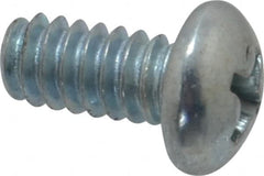 Value Collection - #10-24 UNC, 3/8" Length Under Head Phillips Drive Machine Screw - Round Head, Grade 2 Steel, Zinc-Plated Finish, Without Washer - Exact Tooling