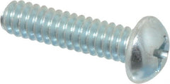 Value Collection - #10-24 UNC, 3/4" Length Under Head Phillips Drive Machine Screw - Round Head, Grade 2 Steel, Zinc-Plated Finish, Without Washer - Exact Tooling