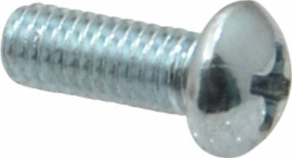 Value Collection - #10-32 UNF, 1/2" Length Under Head Phillips Drive Machine Screw - Round Head, Grade 2 Steel, Zinc-Plated Finish, Without Washer - Exact Tooling