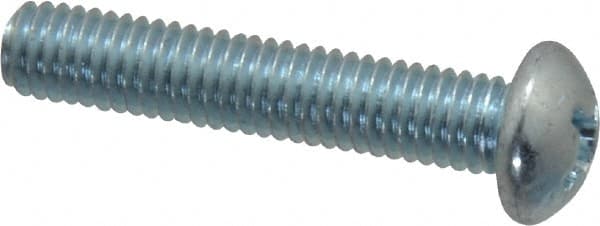 Value Collection - #10-32 UNF, 1" Length Under Head Phillips Drive Machine Screw - Round Head, Grade 2 Steel, Zinc-Plated Finish, Without Washer - Exact Tooling